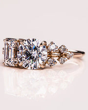 Toi Et Moi Moissanite Engagement Ring Round & Emerald Cut Two-Stone Vintage Bridal Ring Mapple Gems